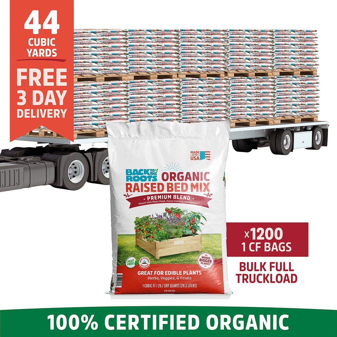Organic Raised Bed Mix: Bulk Truckload 44 Cubic Yards (20 Pallets | 1200 1CF Bags)